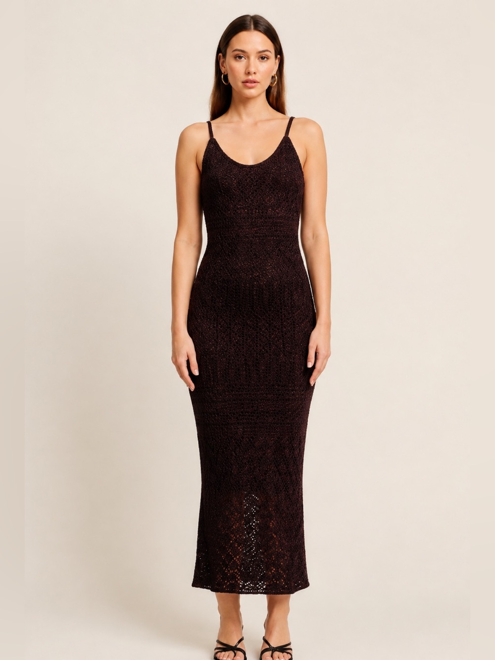 Torn by Ronny Kobo Timbra Crochet Knit Maxi Dress – Size M – NWT